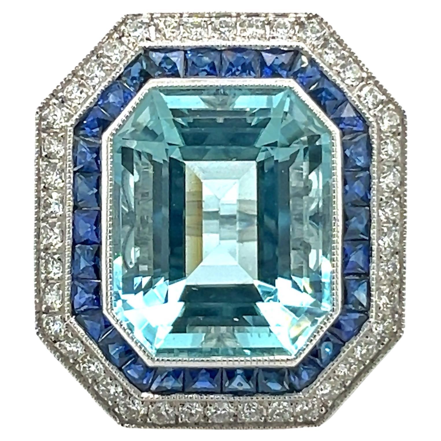 Sophia D. 9.20 Carat Aquamarine Ring For Sale