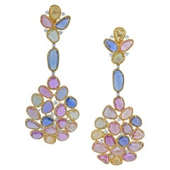 Sophia D Fancy Color Sapphire and Diamond Drop Earrings Platinum & 18K Yellow Go