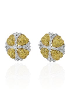 Orecchini Sophia D con motivi floreali in diamanti gialli e bianchi, platino e oro giallo 18 carati