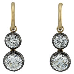 Sophia D Round Diamond Drop Earrings in 18K Yellow Gold and Silver