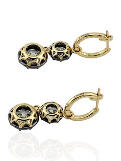 Sophia D Round Diamond Drop Earrings in 18K Yellow Gold and Silver