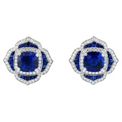 Sophia D – Ohrringe mit Saphir- und Diamantblumenmotiven aus Platin
