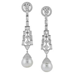 Sophia D – Art-Déco-Ohrringe mit Perlen und Diamanten aus Platin