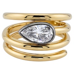 Sophia D. Pear Shape Diamond Ring in Platinum and 18K Yellow Gold
