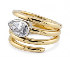 Sophia D. Pear Shape Diamond Ring in Platinum and 18K Yellow Gold