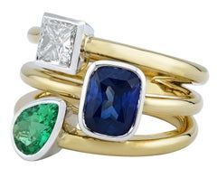 Sophia D. Sapphire, Emerald and Diamond Ring in Platinum and 18K Yellow Gold