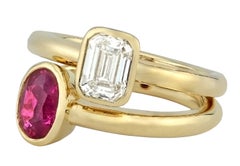 Sophia D. Rubin- und Diamantring aus 18-karätigem Gelbgold