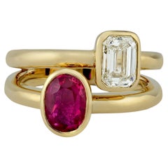 Sophia D. Rubin- und Diamantring aus 18-karätigem Gelbgold