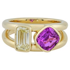 Sophia D. Pink Sapphire and Diamond Ring in 18K Yellow Gold