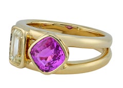 Sophia D. Pink Sapphire and Diamond Ring in 18K Yellow Gold