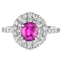 GIA Certified 1.31 Carat Natural No Heat Pink Sapphire Ring Made in Platinum