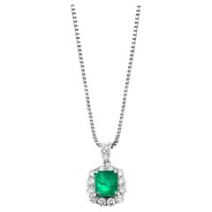 Pendentif en émeraude colombienne et diamant de 0,98 carat, de couleur naturelle, Vivid Greene & Greene