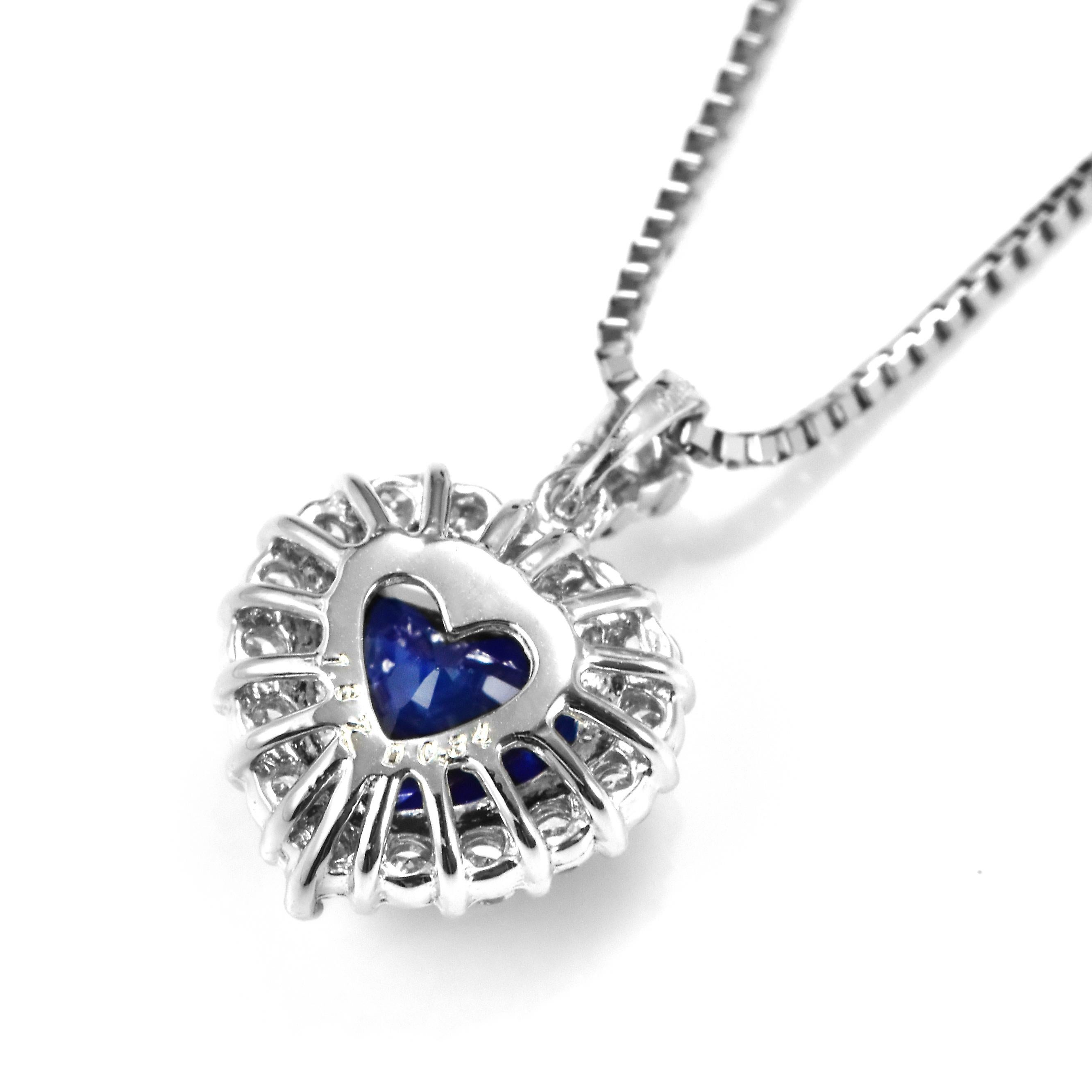 Pendentif en platine avec saphir bleu royal et diamant de 1,87 carat naturel en vente 5