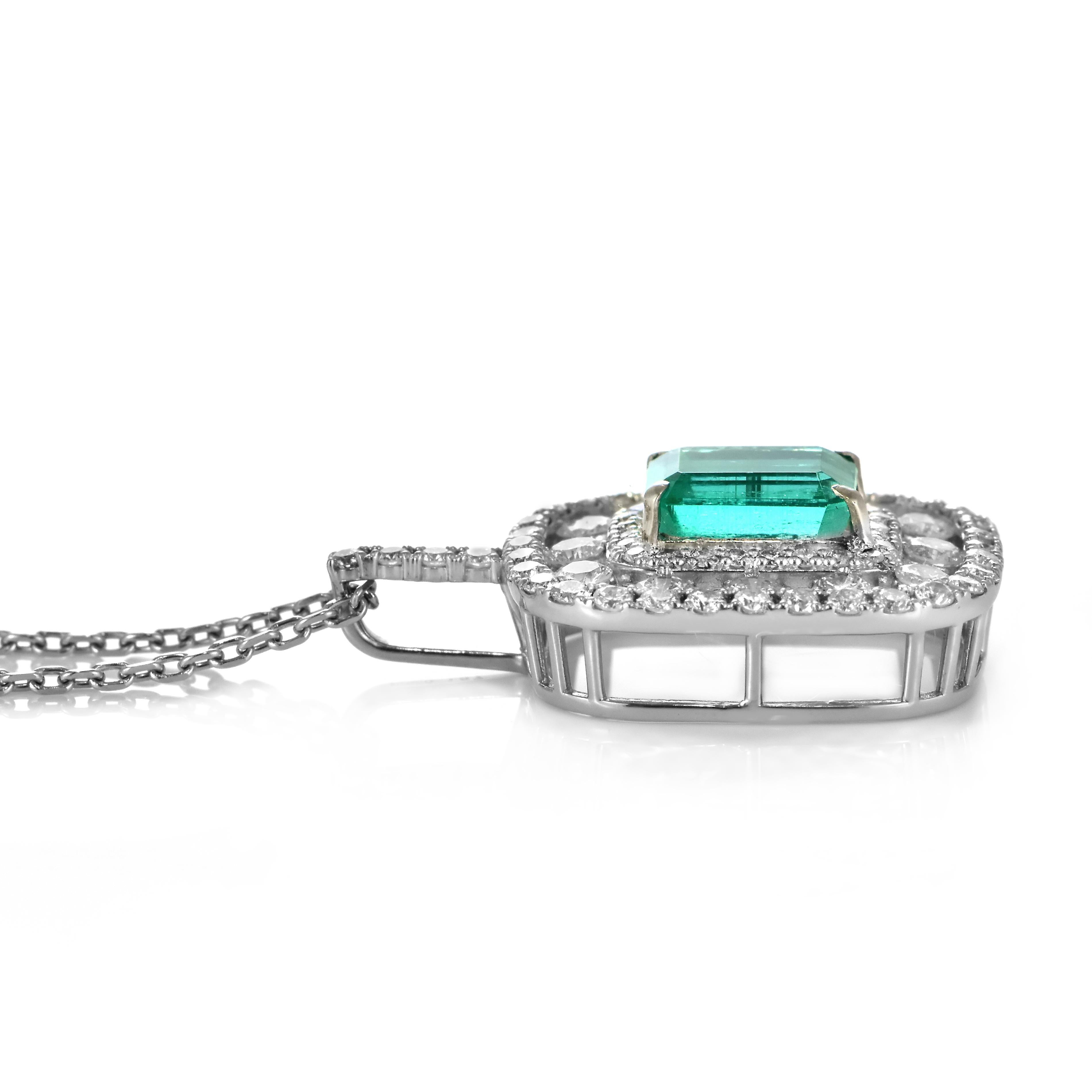GIA zertifiziert 2,55 Karat natürlichen kolumbianischen Smaragd Anhänger in Platin gemacht im Angebot 5