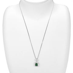 0.79 Carat Natural Colombian Emerald and Diamond Pendant Made in Platinum