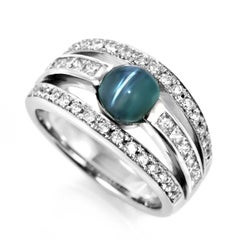 1,70-Karat-Ring aus Platin mit natürlichem Alexandrit-Katzenauge und Diamanten