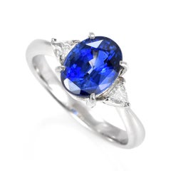 GRS Certified 3.02 Carat Natural Royal Blue Sapphire and Diamond Ring