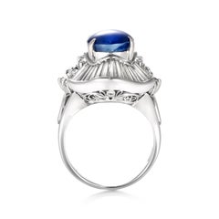 GRS Certified 5.80 Carat Natural Royal Blue Star Sapphire and Diamond Ring