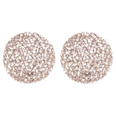 Grandes boucles d'oreilles ciel en or 18kt, diamants et saphirs blancs