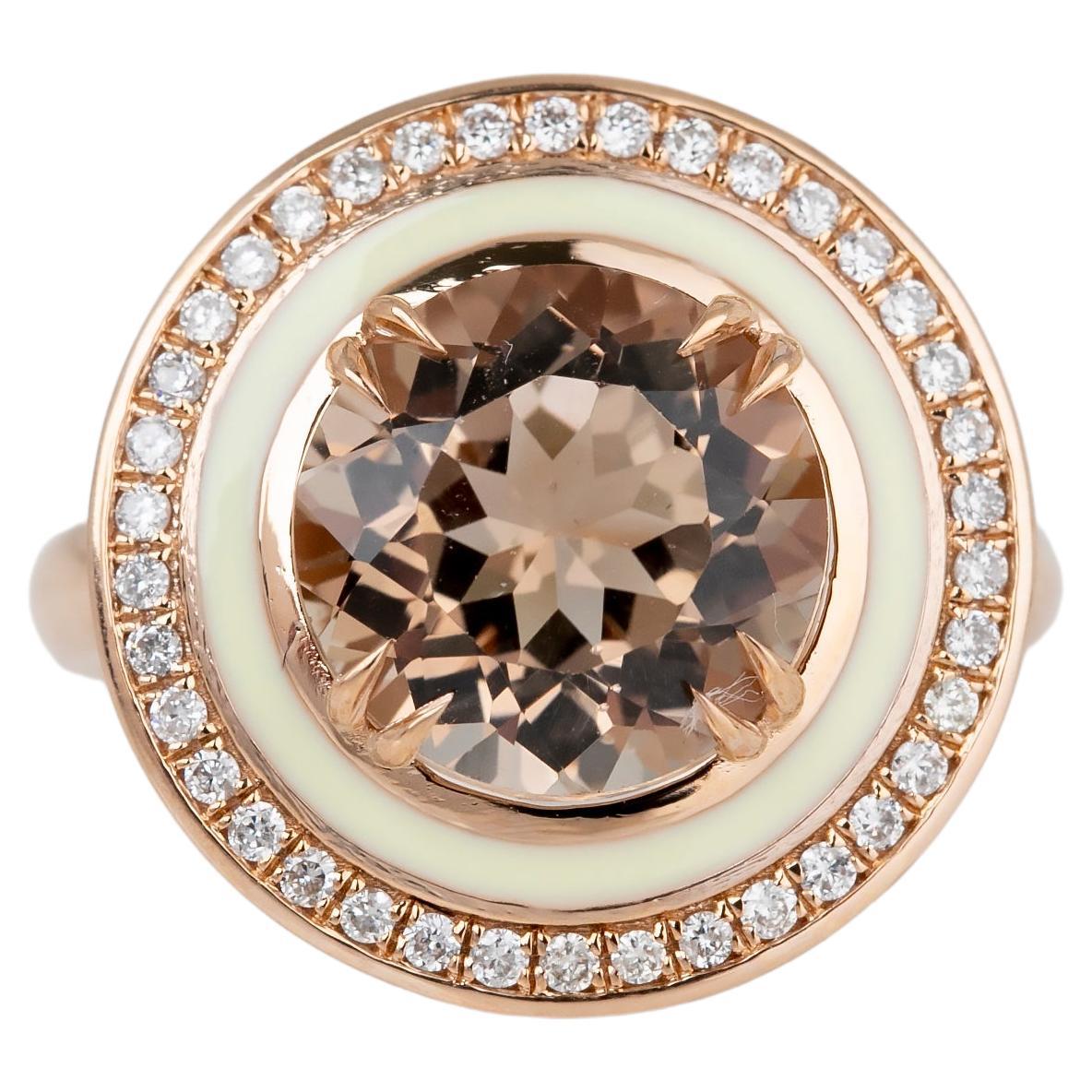 Art Deco Style 8.5 Ct. Topaz and Diamond 14K Gold Cocktail Ring