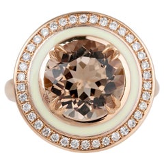 Art Deco Style 8.5 Ct. Topaz and Diamond 14K Gold Cocktail Ring