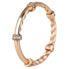 Or rose 14 carats 0,12 carat Anneau de mariage à couronne de diamants