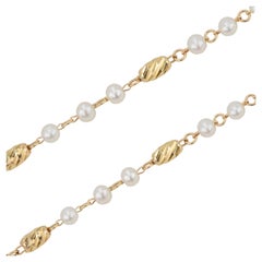 14K Gold Bracelet with Pearls, 14k Gold Pearl Bracelet, Carlos Pearl Bracelet