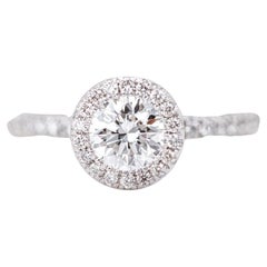 0.72 ct Round Cut Diamond Solitaire, Diamond Solitaire Ring with Edge Stone 