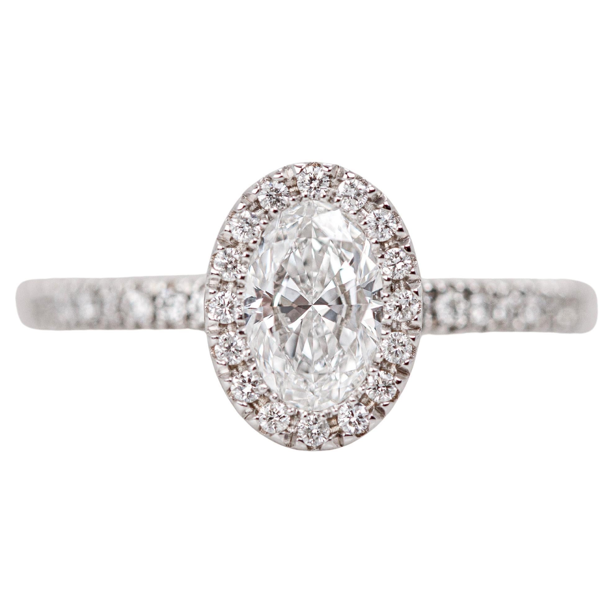 0.70 ct Oval Cut Diamond Solitaire, Diamond Solitaire Ring with Edge Stone, Quee