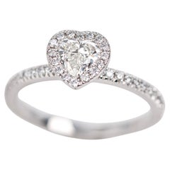 0.46 ct Heart Cut Diamond Solitaire, Diamond Solitaire Ring with Edge Stone