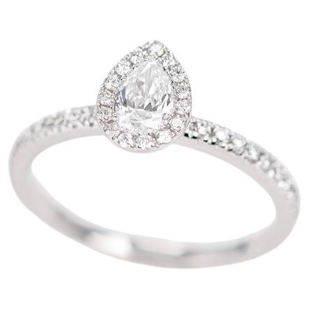 0.35 ct Drop Cut Diamond Solitaire, Diamond Solitaire Ring with Edge Stone
