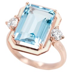 Anillo cóctel oro macizo 14k, Anillo topacio azul, Anillos art déco, Anillos vintage