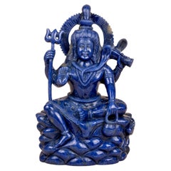 Statua scolpita a mano di Lord Shiva in dumortierite e quarzo blu