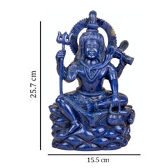 Statua scolpita a mano di Lord Shiva in dumortierite e quarzo blu