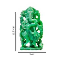 Scultura di Ganesha in crisoprasa naturale intagliata a mano, 1190 carati