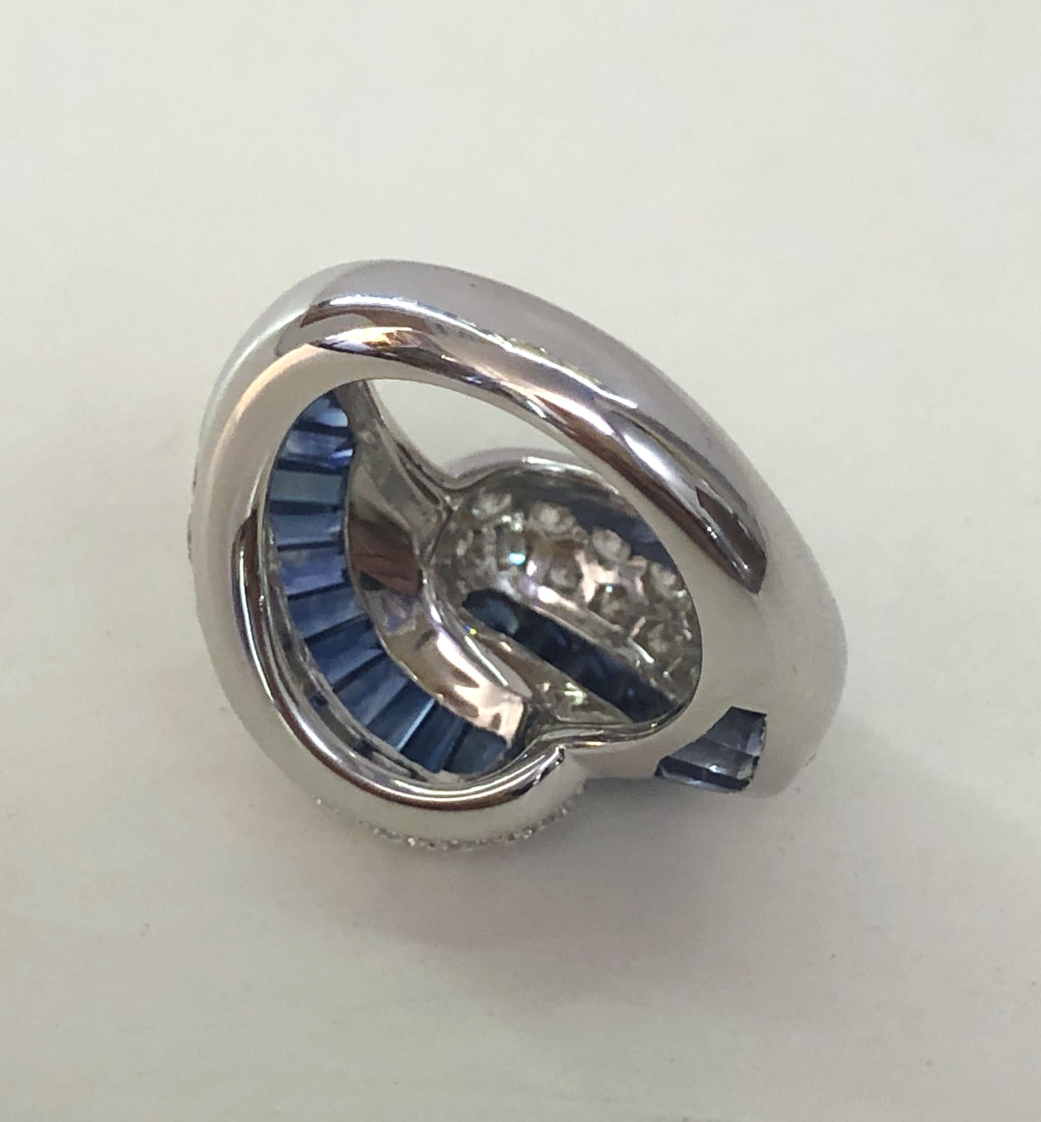 18 Karat Weißgold Saphir-Diamant-Ring für Damen oder Herren im Angebot