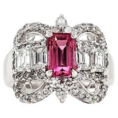 Natural No Heat Pink Sapphire Ring with Diamonds, Engagement Ring