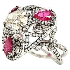 Fancy Brown-Yellow GIA Diamond and Burma Ruby Ring