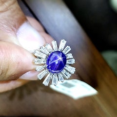 Amazing Color-Change Star Sapphire cts 4.51 'Lavender to Pink' Ring in 18k Gold