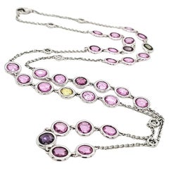 18 White Gold Pink Sapphire Diamond Necklace