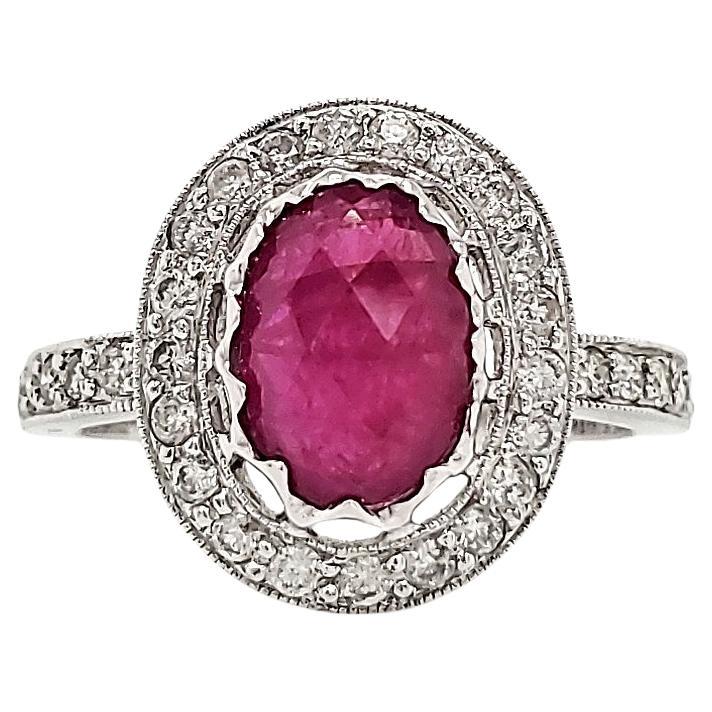Cts 1.86 Ruby Diamond Engagement Ring en vente