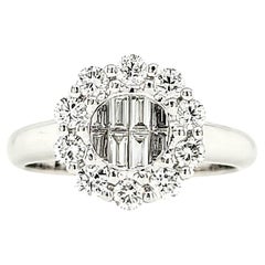 18k White Gold Baguette Diamond 0.86 Ctw Engagement Ring