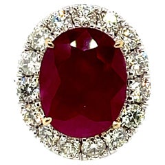 Burma (Myanmar) Ruby Cts 8.45 and Diamond Engagement Ring with GRS Certificate