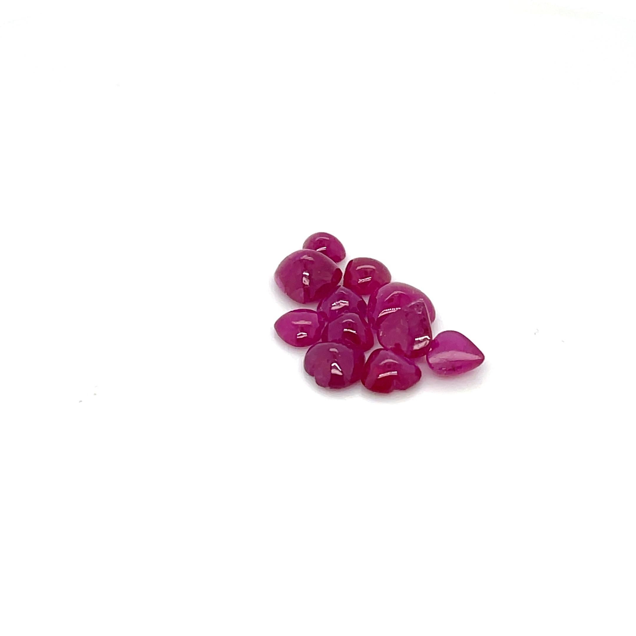 Contemporary 11 Ruby Heart Cabochons Cts 9.17 For Sale