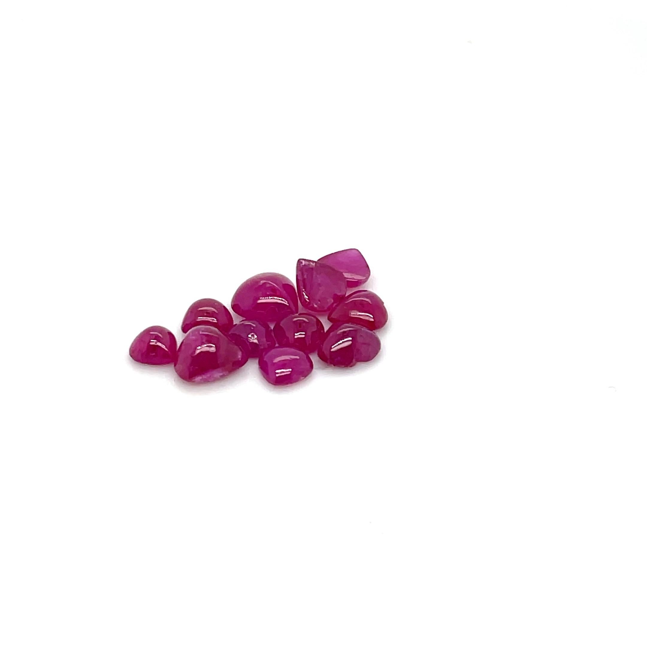 Uncut 11 Ruby Heart Cabochons Cts 9.17 For Sale