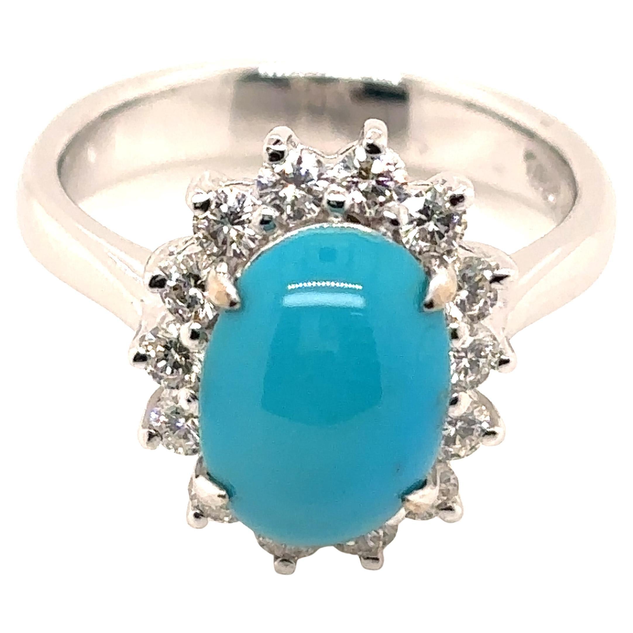 Anello di fidanzamento in oro bianco 18k con diamante turchese 0,51 carati