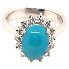 Anello di fidanzamento in oro bianco 18k con diamante turchese 0,51 carati