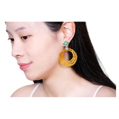 Yellow Orange Jadeite Jade Carving Earrings Orange Sapphires & Tsavorite – GIA
