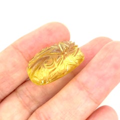 Yellow Green Amethyst Octagon Carving 49.41 CTS