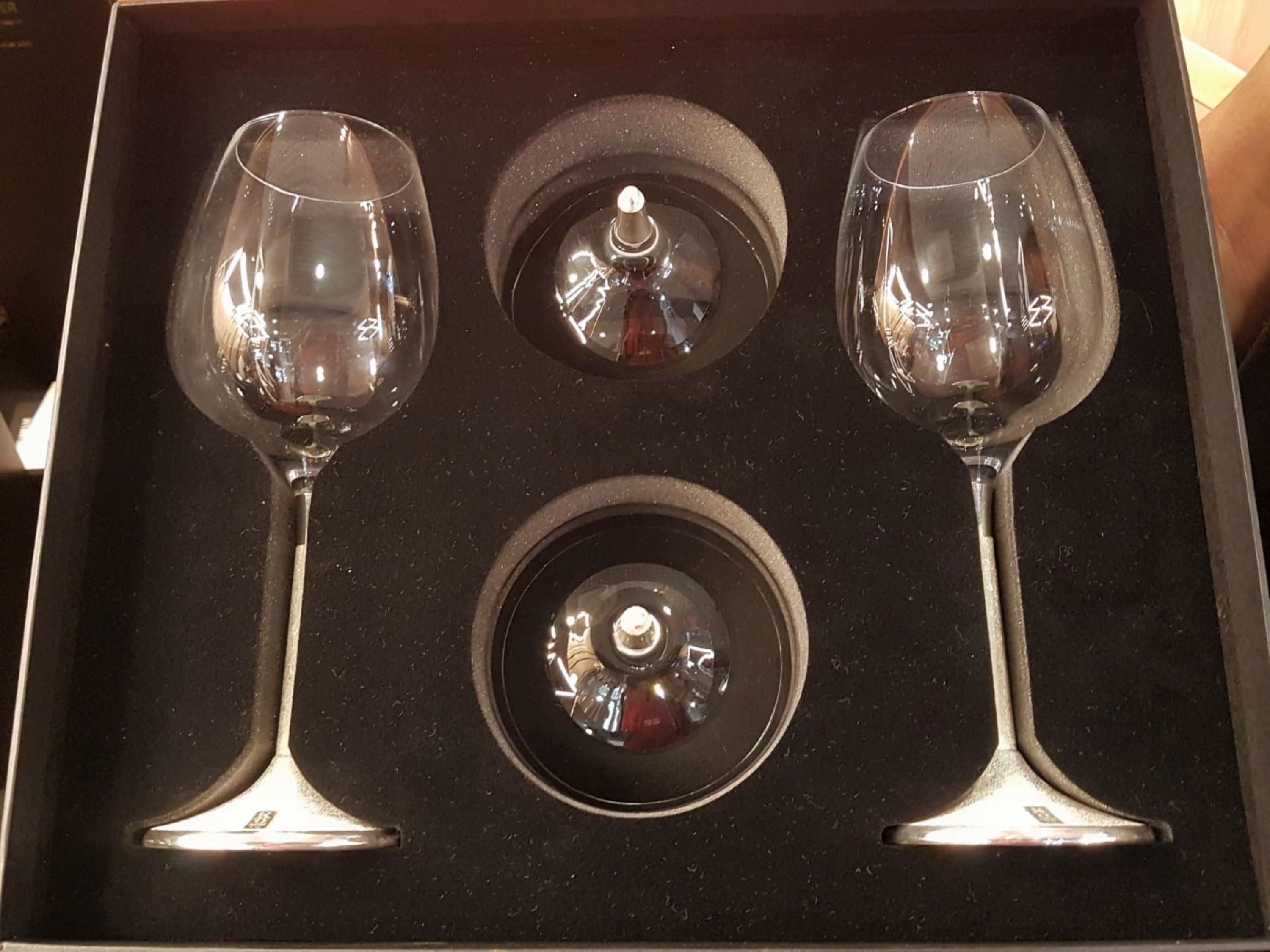 Wine glasses and Champagne Coupe glasses , Sterling Silver,  Set of 4 pieces